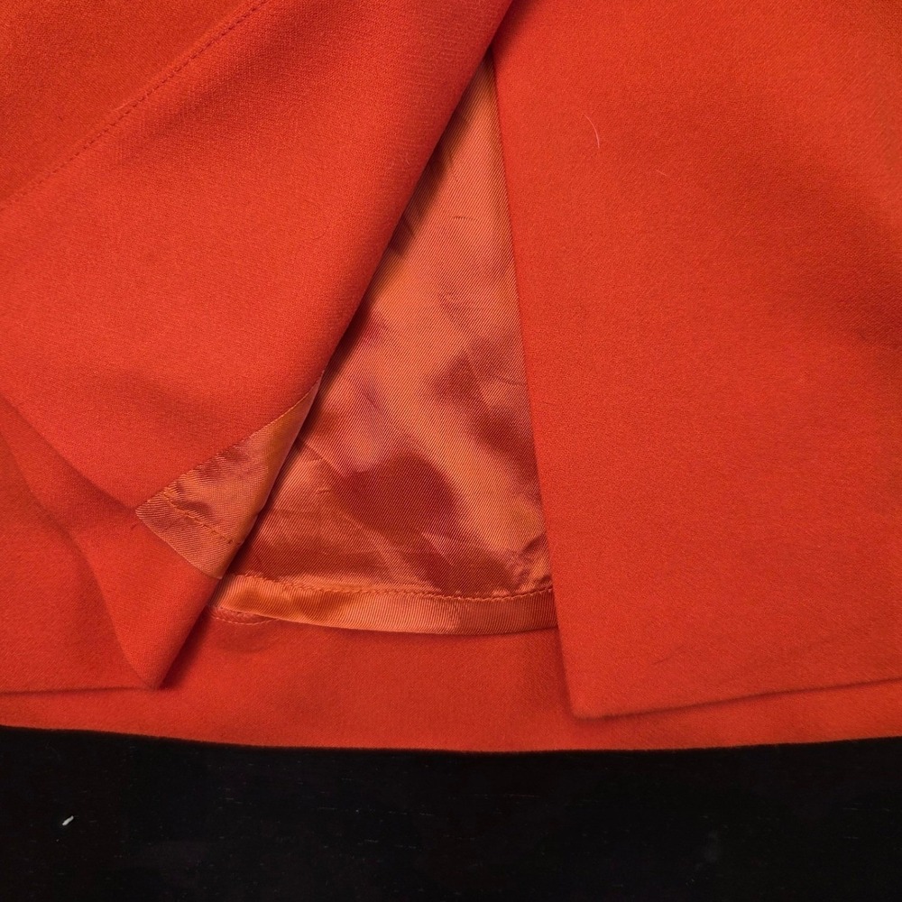 COS Orange Wool Blend Belted Collarless Dress Womens Size 6 Patch Pockets - Picture 3 of 7